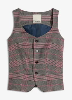 bonprix bonprix Chaleco de traje marrón-beige a cuadros Discount
