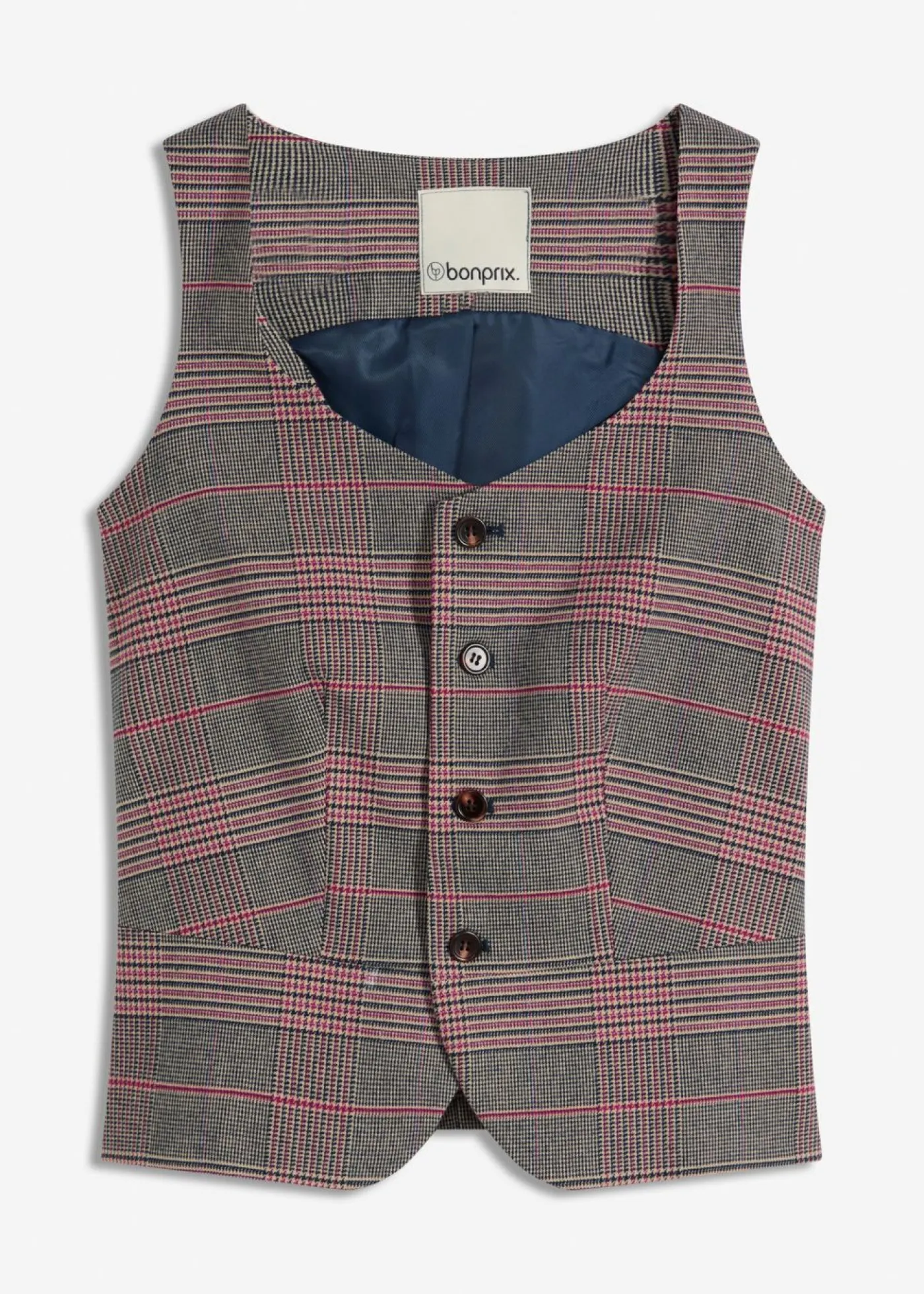 bonprix bonprix Chaleco de traje marrón-beige a cuadros Discount