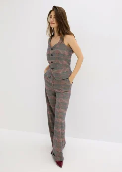 bonprix bonprix Chaleco de traje marrón-beige a cuadros Discount