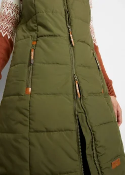 bonprix bonprix Chaleco largo con cuello alto Verde oliva oscuro Clearance
