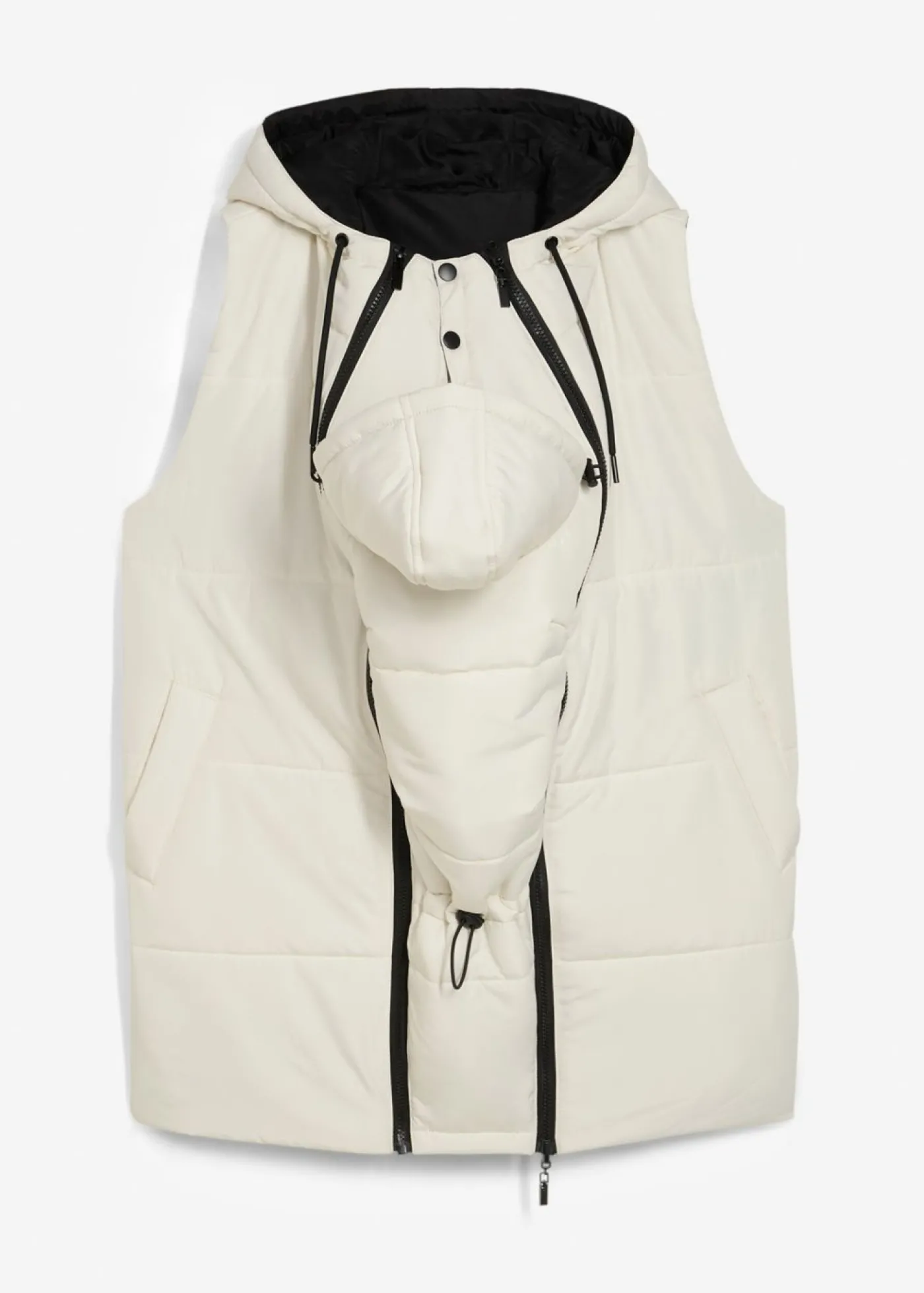 bonprix bonprix Chaleco premamá forrado 4 en 1 con función reversible e inserto de porteo Beige-negro