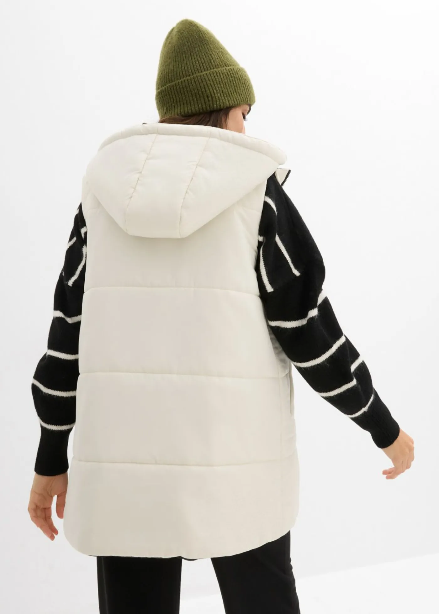 bonprix bonprix Chaleco premamá forrado 4 en 1 con función reversible e inserto de porteo Beige-negro