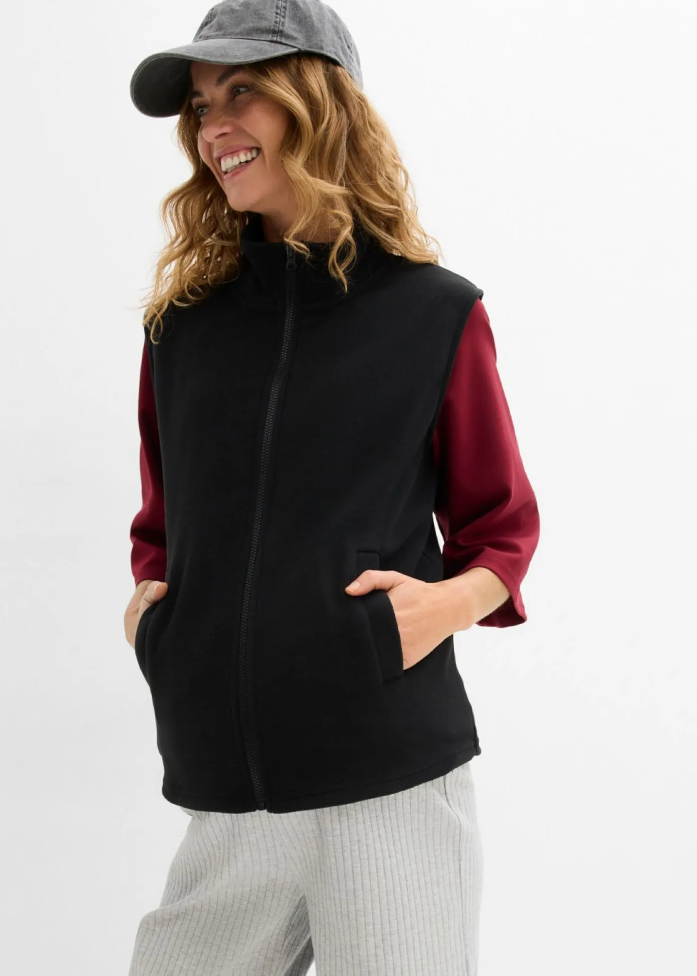 bonprix bonprix Chaleco premamá polar 3 en 1 con inserto de porteo Negro Hot