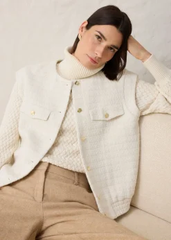 bonprix bonprix Chaleco tipo americana con contenido de lana Beige natural Online