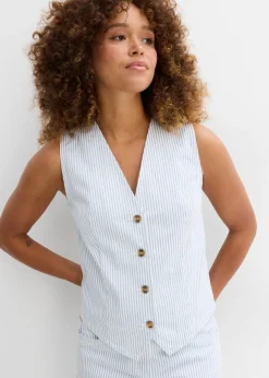 bonprix bonprix Chaleco vaquero a rayas blanco con rayas Discount