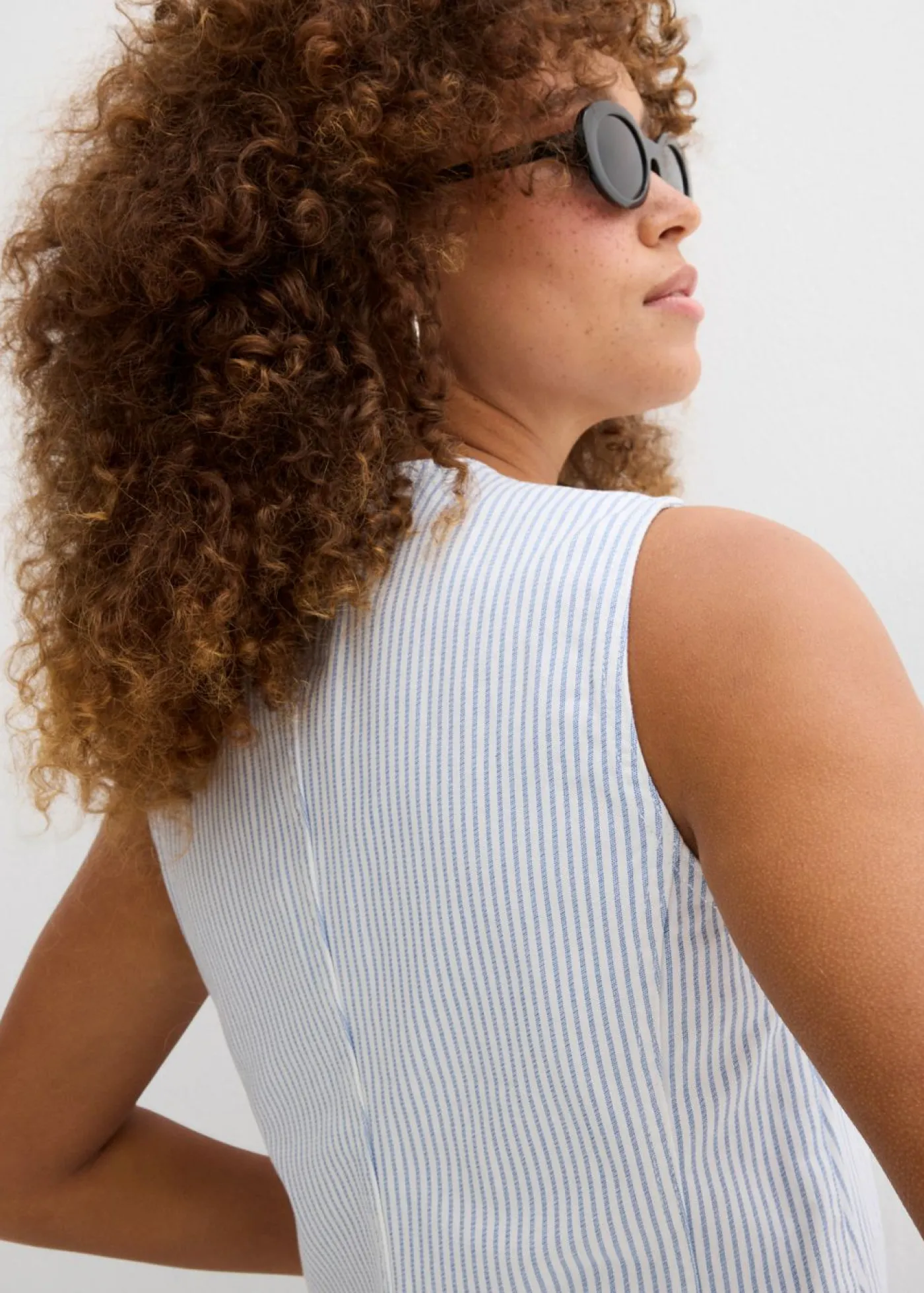 bonprix bonprix Chaleco vaquero a rayas blanco con rayas Discount