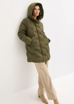 bonprix bonprix Chaqueta acolchada con aspecto 2 en 1 Verde oliva oscuro Outlet