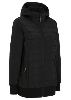 bonprix bonprix Chaqueta acolchada híbrida con mezcla de materiales, repelente al agua Negro New
