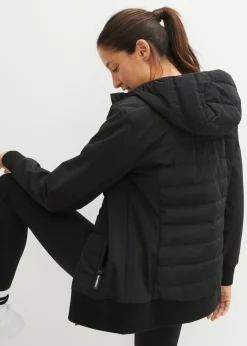 bonprix bonprix Chaqueta acolchada híbrida con mezcla de materiales, repelente al agua Negro New
