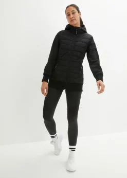 bonprix bonprix Chaqueta acolchada híbrida con mezcla de materiales, repelente al agua Negro New