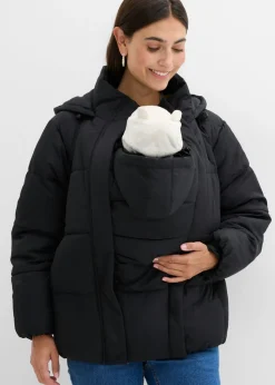 bonprix bonprix Chaqueta acolchada premamá 3 en 1 repelente al agua con inserto para porteo Negro Best