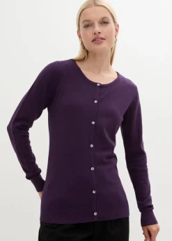 bonprix bonprix Chaqueta ajustada de punto fino Lila oscuro Discount