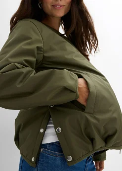 bonprix bonprix Chaqueta bomber reversible 4 en 1 con inserto de porteo Verde oliva oscuro-azul marino