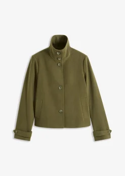 bonprix bonprix Chaqueta con aspecto de lana Verde oliva oscuro Hot