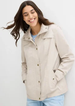bonprix bonprix Chaqueta con cuello alto gris piedra Sale