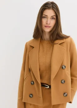 bonprix bonprix Chaqueta corta con aspecto de lana Avellana Outlet