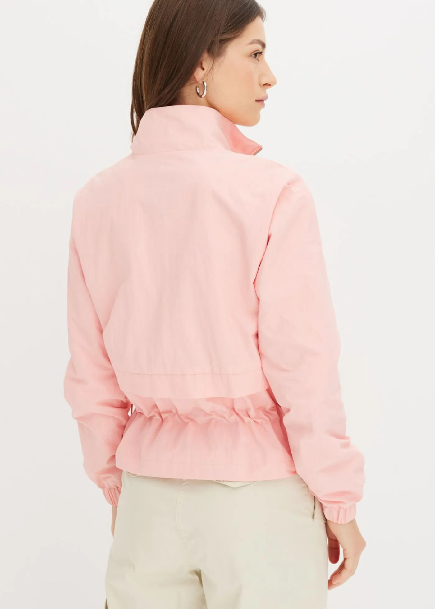 bonprix bonprix Chaqueta corta con cordón ajustable en la cintura rosa pálido Online