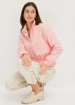 bonprix bonprix Chaqueta corta con cordón ajustable en la cintura rosa pálido Online