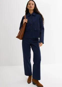 bonprix bonprix Chaqueta corta de entretiempo de mezcla de algodón orgánico elástico Azul marino New
