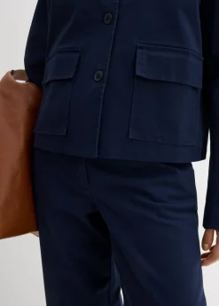 bonprix bonprix Chaqueta corta de entretiempo de mezcla de algodón orgánico elástico Azul marino New