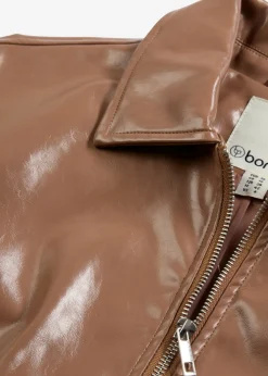 bonprix bonprix Chaqueta corta de piel sintética Marrón castaño Sale