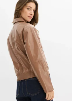 bonprix bonprix Chaqueta corta de piel sintética Marrón castaño Sale