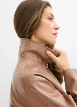 bonprix bonprix Chaqueta corta de piel sintética Marrón castaño Sale