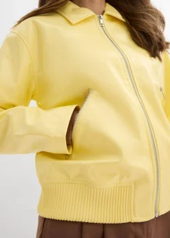bonprix bonprix Chaqueta corta de piel sintética Amarillo claro Clearance