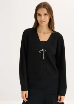 bonprix bonprix Chaqueta corta de punto Negro Discount