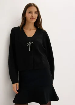 bonprix bonprix Chaqueta corta de punto Negro Discount