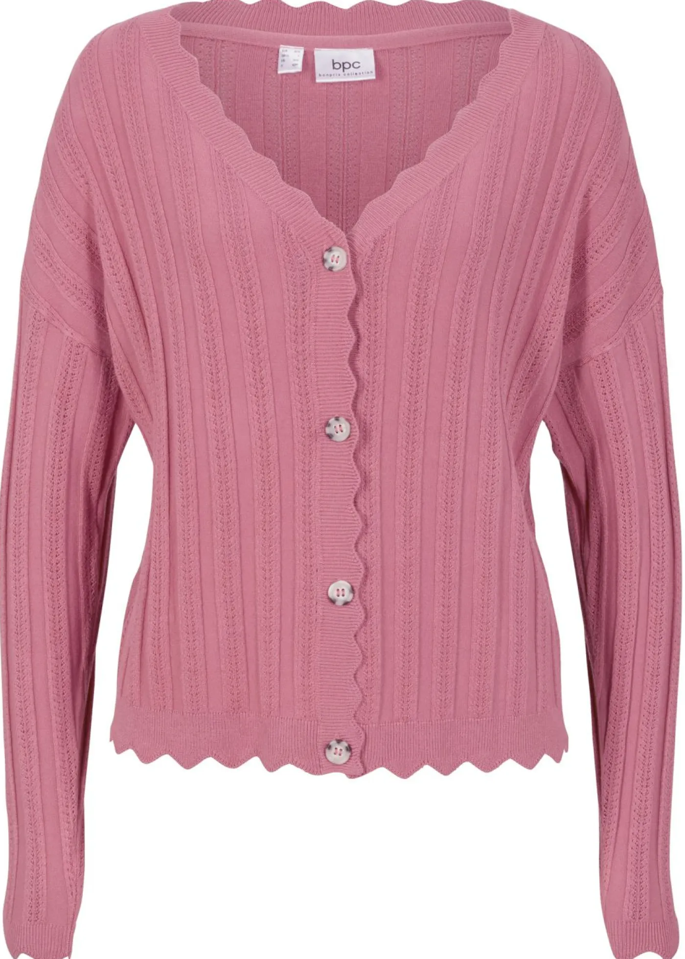 bonprix bonprix Chaqueta corta de punto ajour gris guijarro Hot
