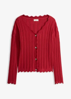 bonprix bonprix Chaqueta corta de punto ajour Cereza