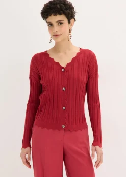 bonprix bonprix Chaqueta corta de punto ajour Cereza