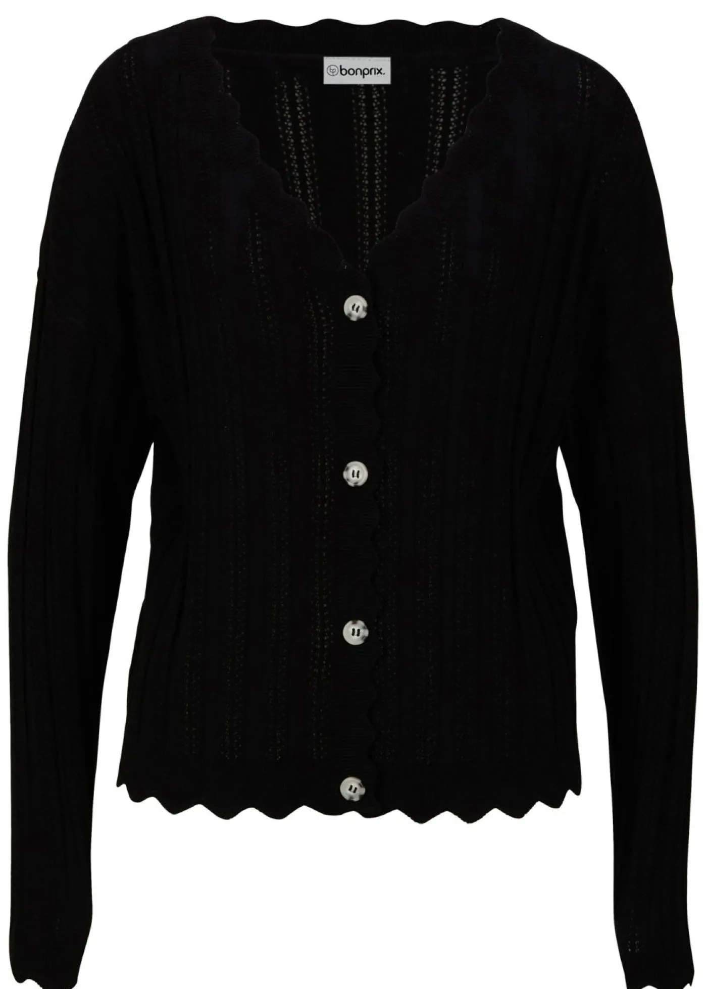 bonprix bonprix Chaqueta corta de punto ajour Negro Online