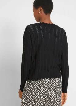 bonprix bonprix Chaqueta corta de punto ajour Negro Online