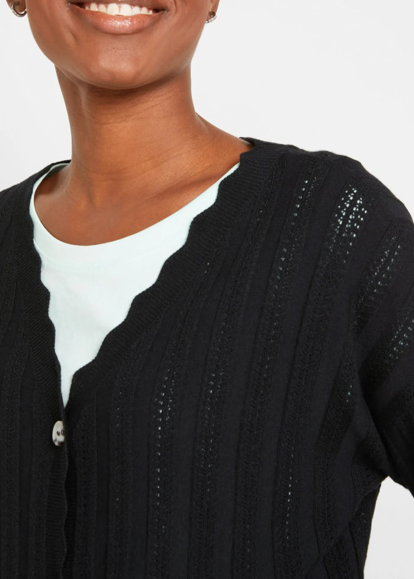 bonprix bonprix Chaqueta corta de punto ajour Negro Online
