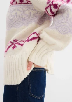 bonprix bonprix Chaqueta corta de punto con patrón nórdico blanco perla Online