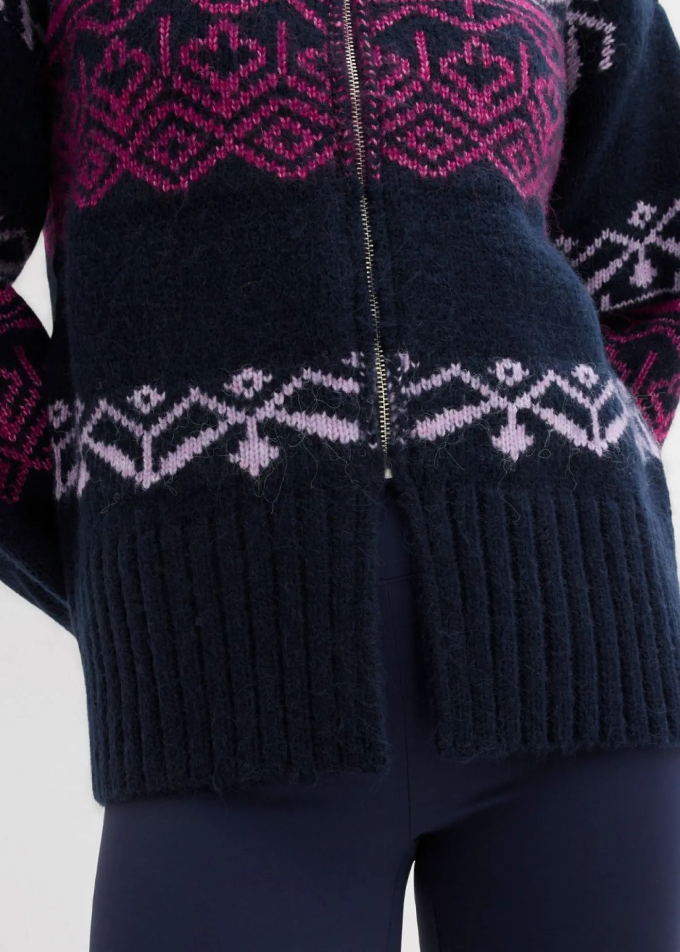 bonprix bonprix Chaqueta corta de punto con patrón nórdico Azul marino Outlet