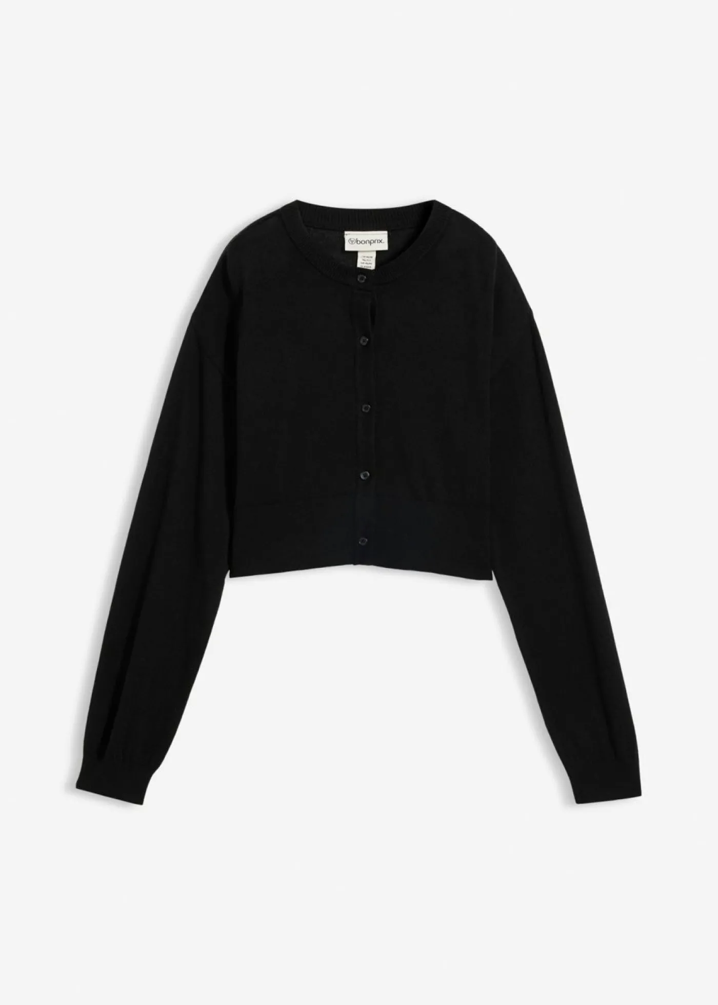 bonprix bonprix Chaqueta corta de punto con contenido de seda Negro
