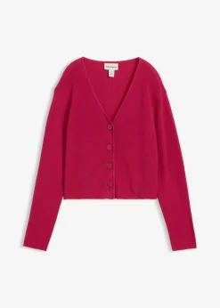 bonprix bonprix Chaqueta corta de punto de algodón orgánico puro Rojo sangría Hot