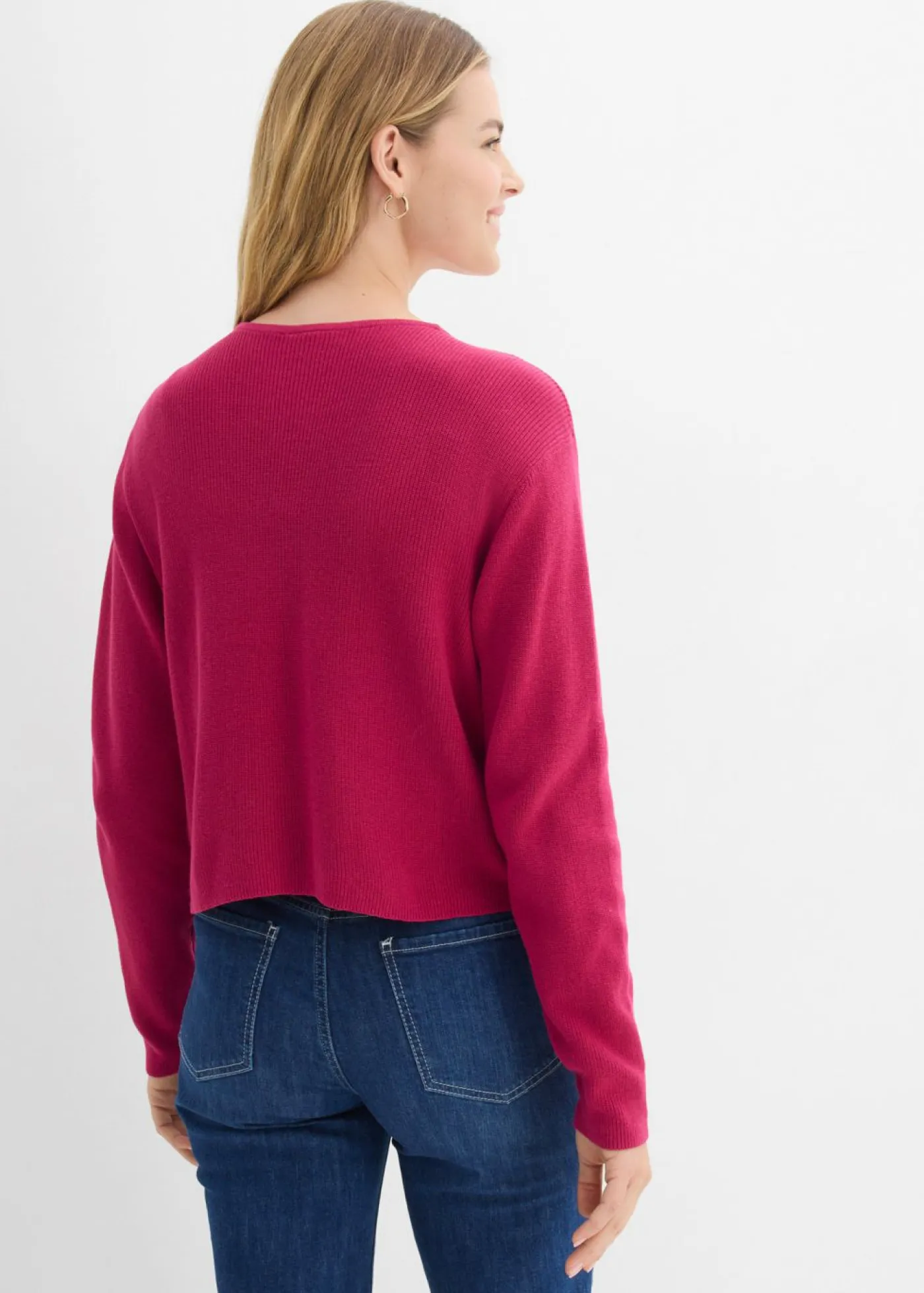 bonprix bonprix Chaqueta corta de punto de algodón orgánico puro Rojo sangría Hot