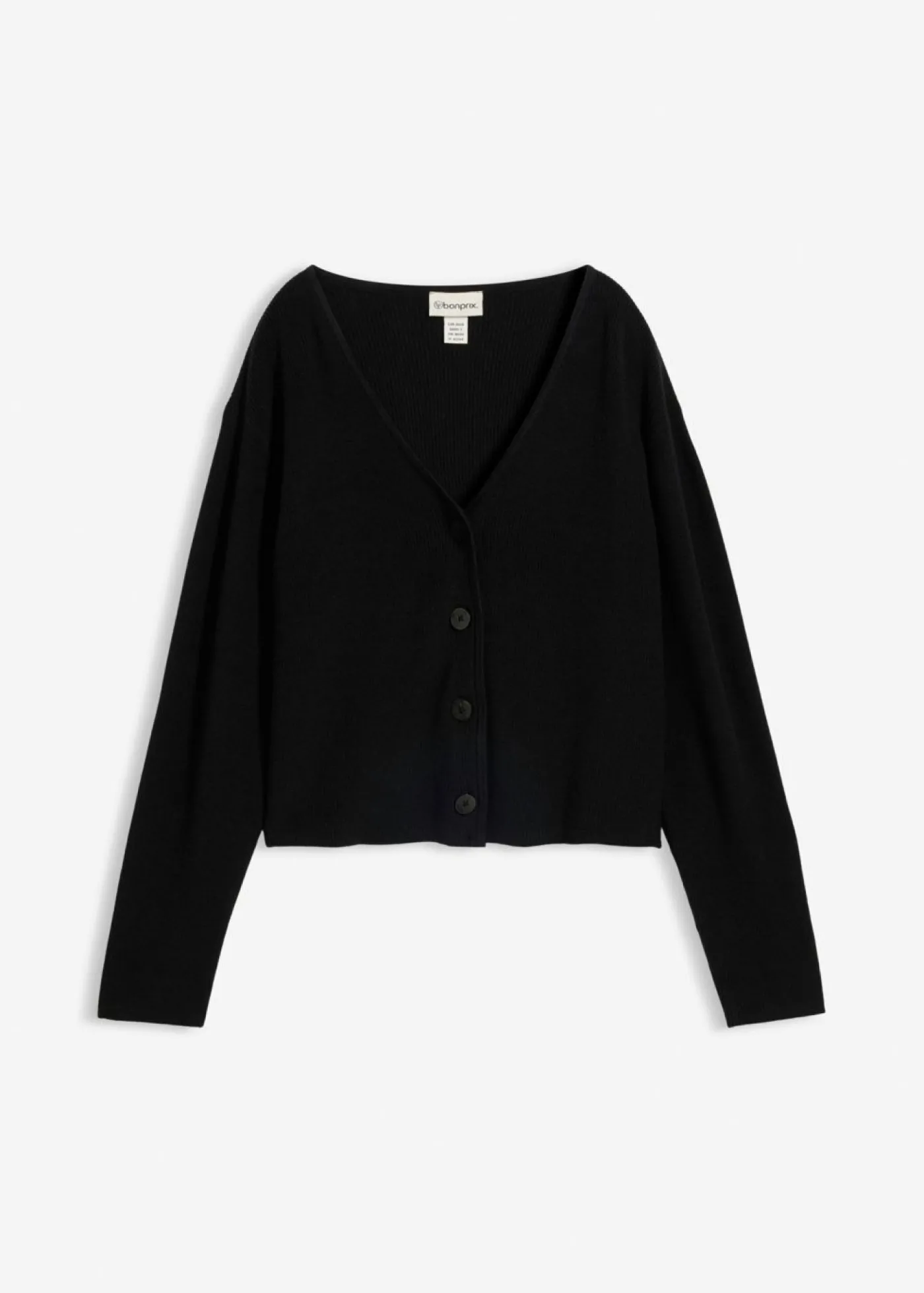 bonprix bonprix Chaqueta corta de punto de algodón orgánico puro Negro Outlet