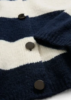 bonprix bonprix Chaqueta corta de punto fino blanco lana-azul marino rayas horizontales Clearance