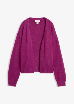 bonprix bonprix Chaqueta corta de punto grueso con corte holgado Fucsia oscuro Sale