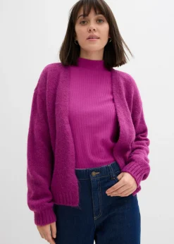 bonprix bonprix Chaqueta corta de punto grueso con corte holgado Fucsia oscuro Sale
