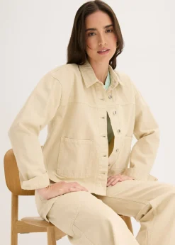 bonprix bonprix Chaqueta de algodón puro Arena claro Clearance