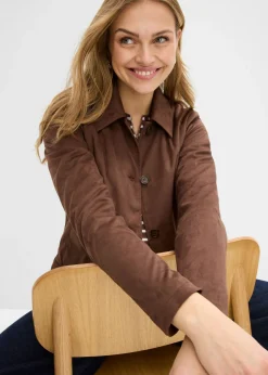 bonprix bonprix Chaqueta de ante sintético marrón Online