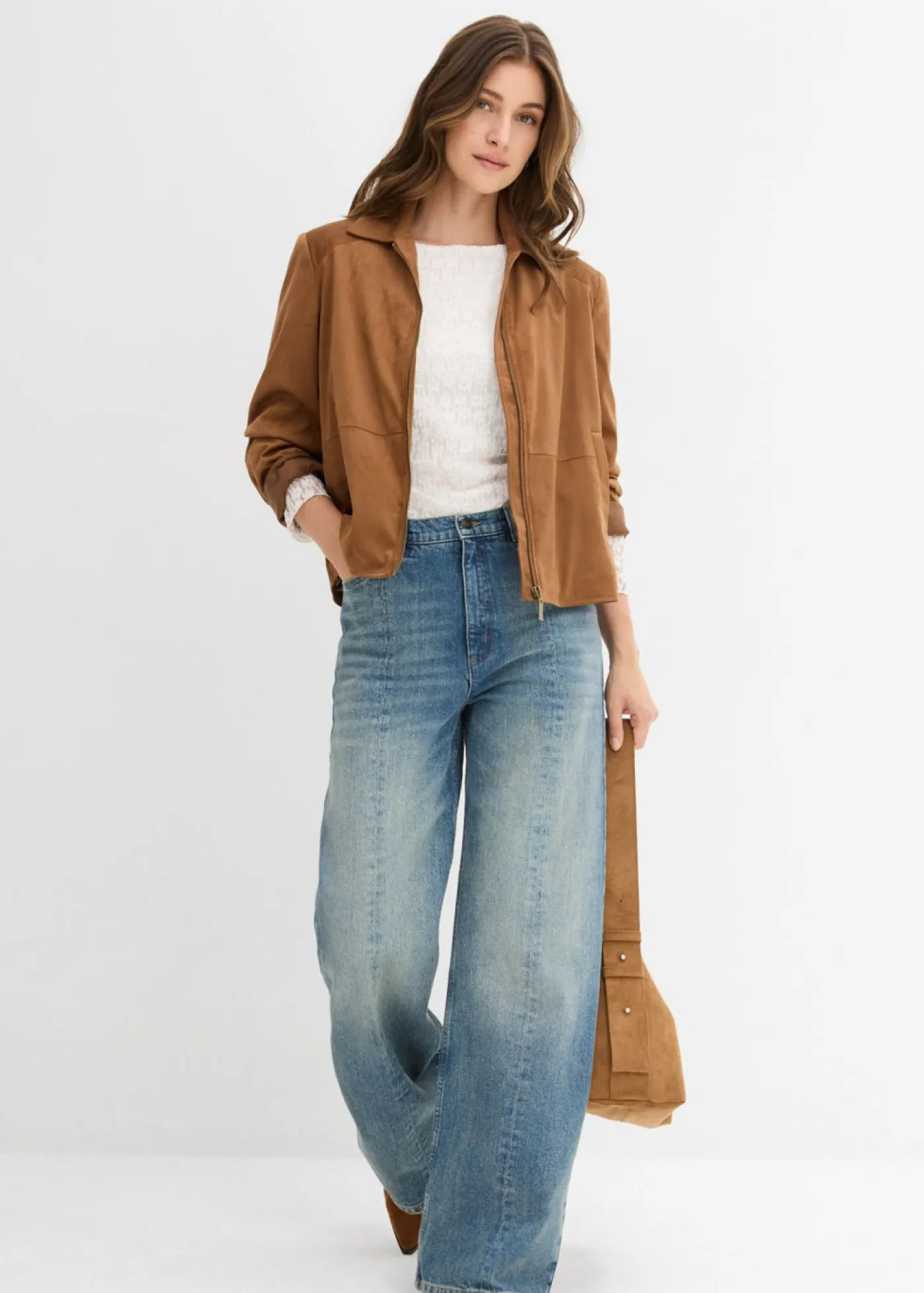 bonprix bonprix Chaqueta de ante sintético Caramelo Hot