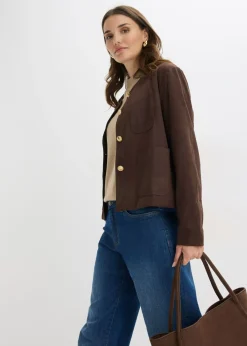 bonprix bonprix Chaqueta de ante sintético Marrón oscuro Best