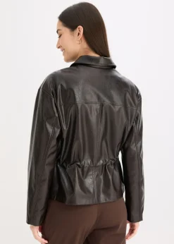 bonprix bonprix Chaqueta de charol sintético Marrón oscuro Online